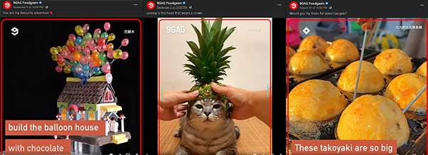 9GAG Foodgasm social video engagement