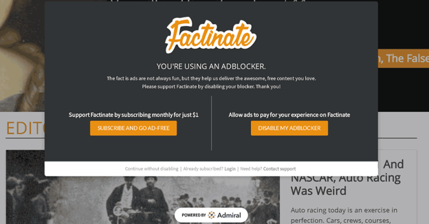 factinate offer paid subscription or allowlist