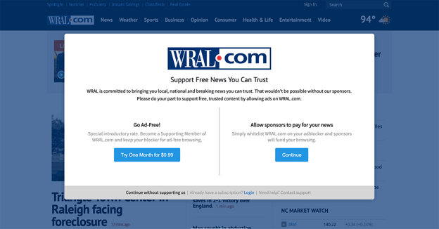 WRAL ad-free subscription offer