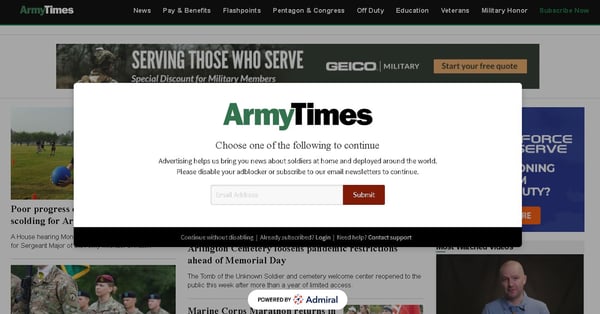 ArmyTimes Email Signup - Marketing Automation for Publishers
