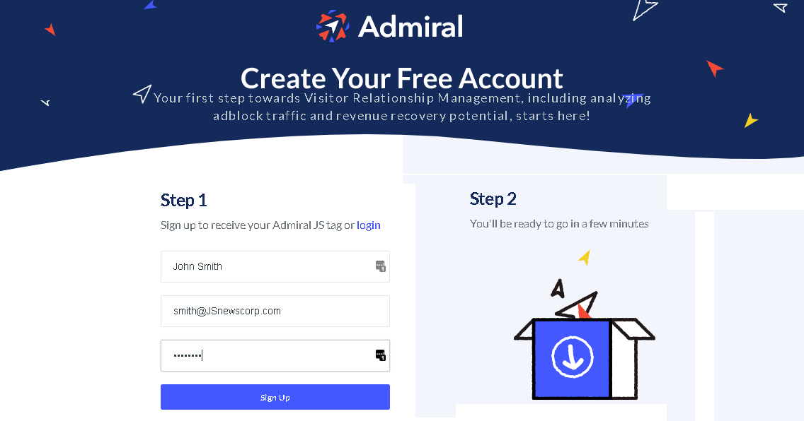 Admiral Get Started Free Adblock Analytics