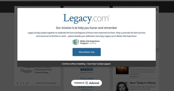 Legacy Adblocker Engage Powered by Admiral
