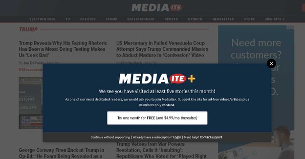 Mediaite Subscription Paywall screenshot