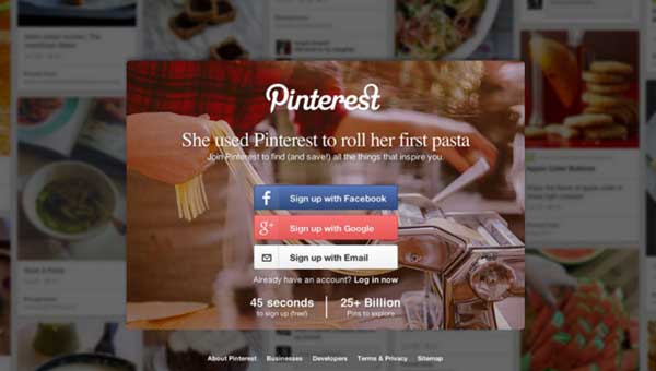 Pinterest Registration Wall Signup Example