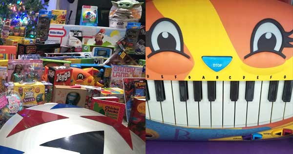 Cat Piano and Admiral Toys for Tots donations