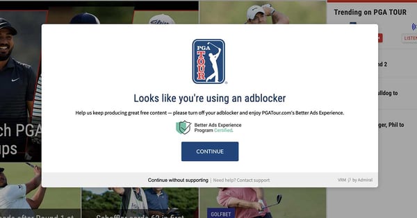 PGA Adblocker Engage Powered by Admiral