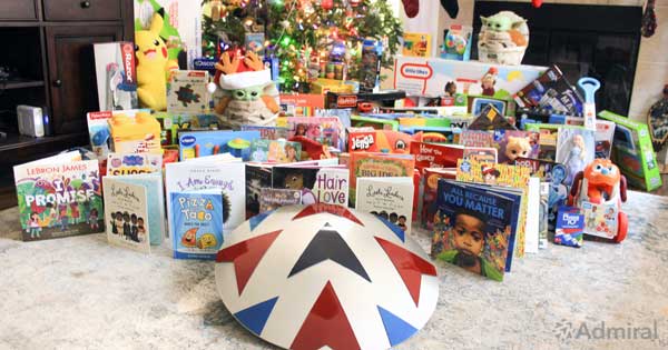 Admiral shield with Toys for Tots donation
