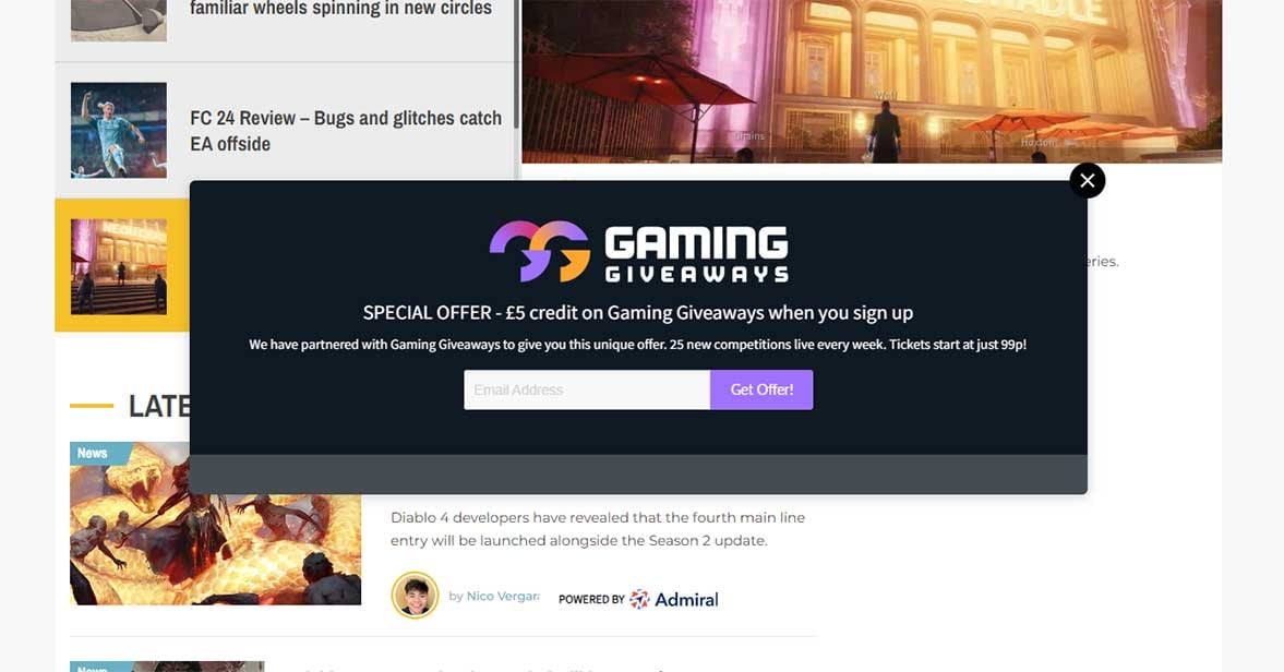 Videogamer giveaway email collection