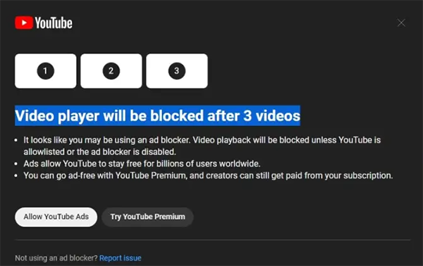 adblockers blocked by YouTube