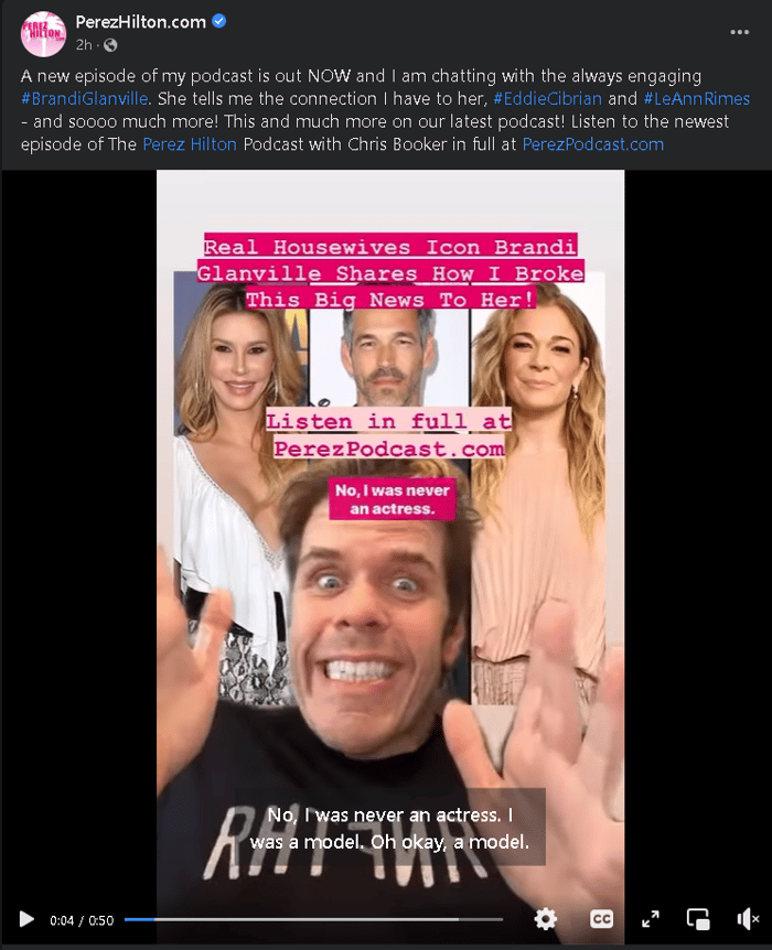 Perez Hilton social media video posts