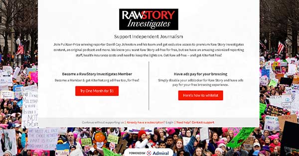 Raw Story Selects Admiral for Multi-Site Visitor Relationship Management and Adblock Recovery