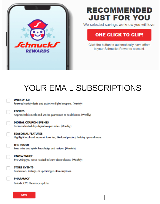 Example of email subscription preferences page